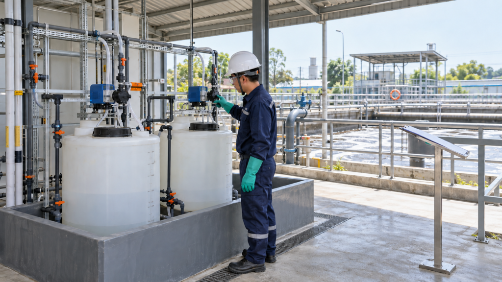 Giảm chi phí xử lý nước thải: 5 việc cần kiểm tra trước Kiểm tra hệ thống châm hóa chất theo dõi lượng sử dụng - Giảm chi phí xử lý nước thải