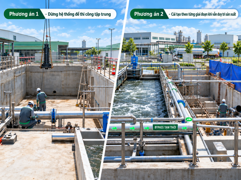 Cải tạo hệ thống xử lý nước thải có nhất thiết phải dừng sản xuất? Phân tích 2 phương án thi công Cải tạo hệ thống xử lý nước thải